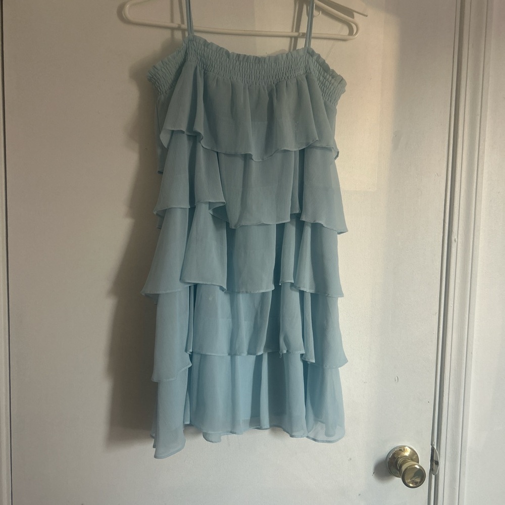 Lovers + Friends Light Blue Tiered Dress